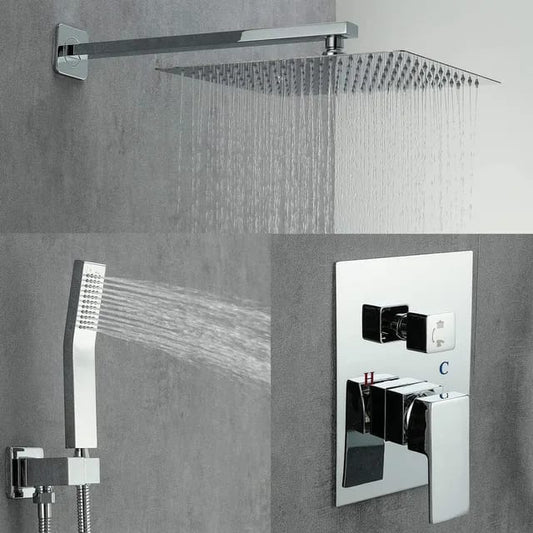 Bathroom Concealed Wallshower Set CHROME Brass Stainless Steel Complete Accessories