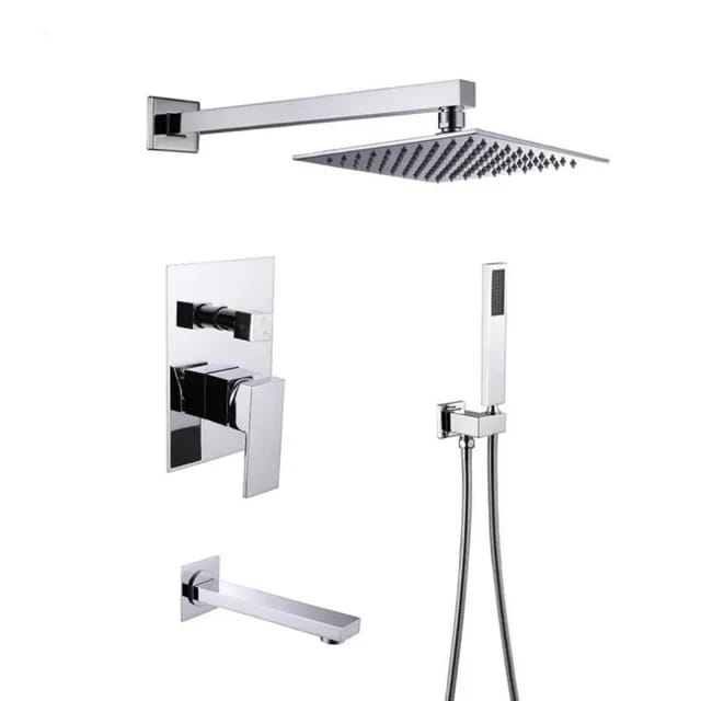 Bathroom Concealed Wallshower Set CHROME Brass Stainless Steel Complete Accessories