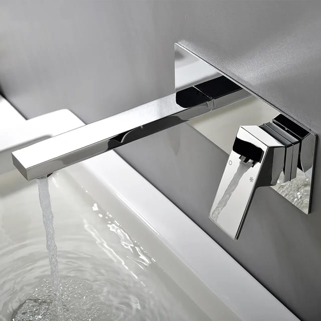 Bathroom Concealed Basin Mixer Faucet CHROME Brass Stainless Steel Complete Accessories