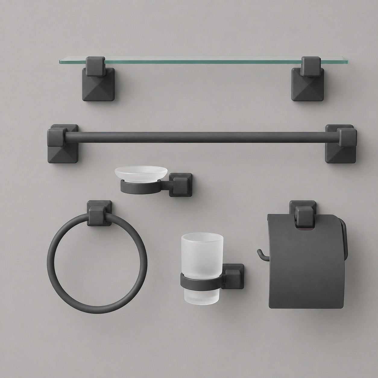 Bathroom Grey Accessory Set Imported