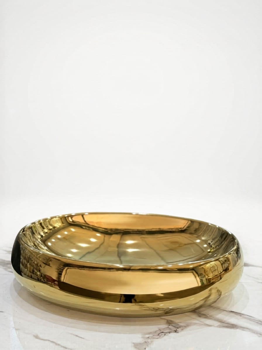 203 Ceramic Oval Gold Bowl 22 Inch