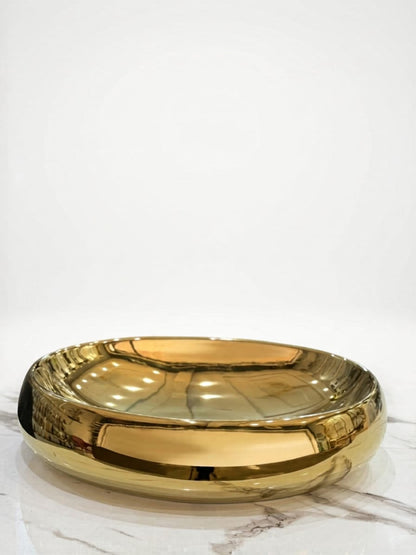 203 Ceramic Oval Gold Bowl 22 Inch